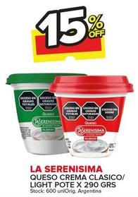 Oferta de La Serenísima - Queso Crema Clasico/Light Pote en Carrefour Maxi