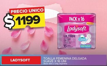 Oferta de Ladysoft - Toalla Femenina Delgada Suave X 16 Uni por $1199 en Carrefour Maxi