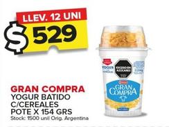 Oferta de Gran Compra - Yogur Batido C/cereales por $529 en Carrefour Maxi