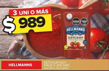 Oferta de Hellmann's - Ketchup Doy Pack por $989 en Carrefour Maxi