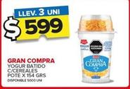 Oferta de Gran Compra - YOGUR BATIDO C/CEREALES por $599 en Carrefour Maxi