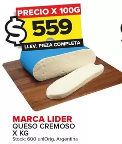 Oferta de Marca Lider - Queso Cremoso por $559 en Carrefour Maxi